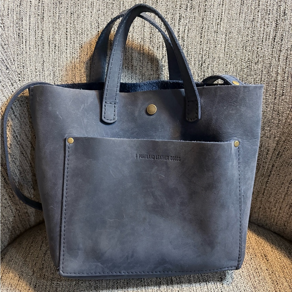 Portland Leather Crossbody Tote - Medium - Deep Water color - Picture 3 of 7